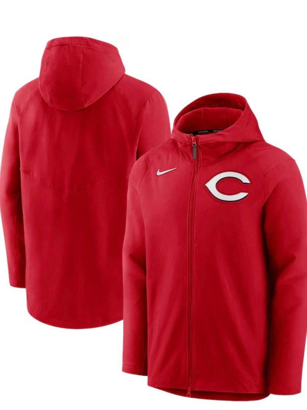 Men Cincinnati Reds Nike Red Authentic Pregame Performance Full Zip Hoodie. L